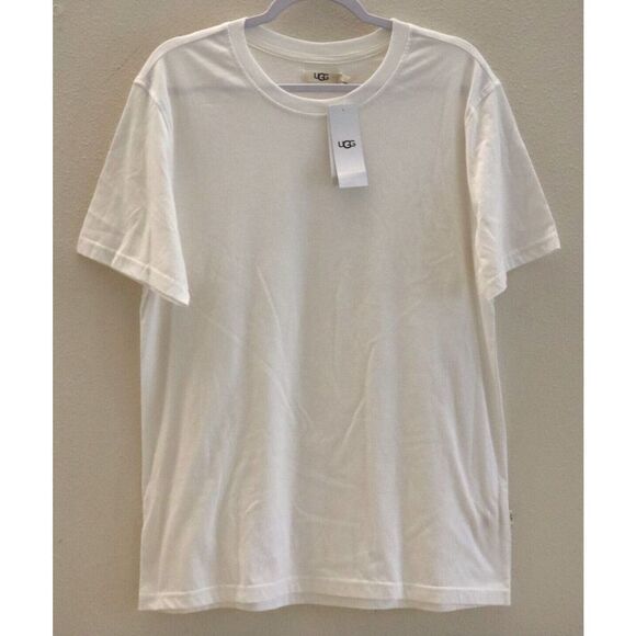 UGG 1129890 Men's Sz L White Micro French Terry Darian S/S Round Neck T-Shirt - Picture 2 of 5